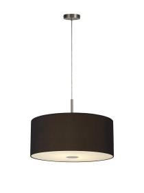 DK0549  Baymont 60cm 5 Light Pendant Satin Nickel, Midnight Black/Green Olive, Frosted Diffuser